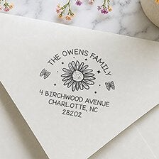 Flower Address Stamps, Floral Round Designs, Square - Simply Stamps