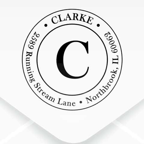 Clarke Large Initial Round Address Stamp