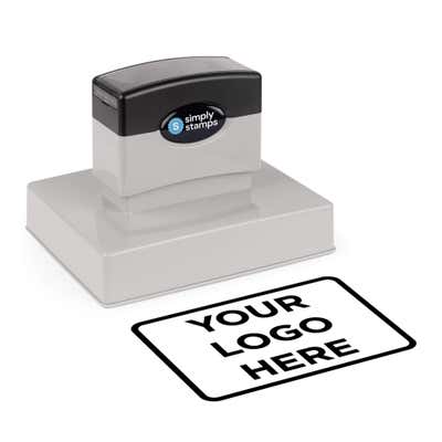 Extra Large Custom Logo Pre shown with a custom logo design alongside its stamped impression