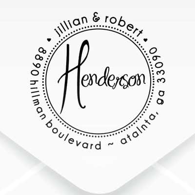 Henderson Round Address Stamp impression on an envelope