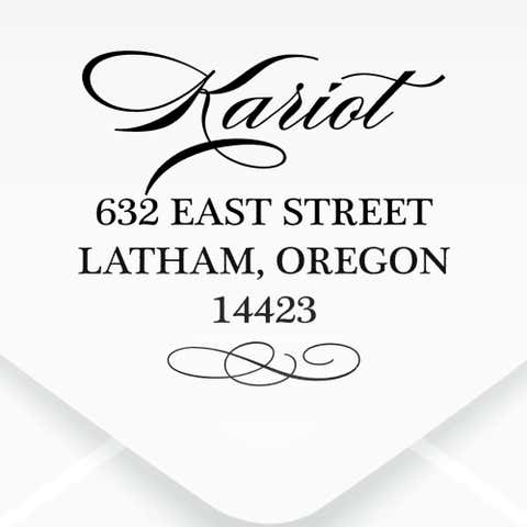 Cursive Deco Bow Return Address Stamp