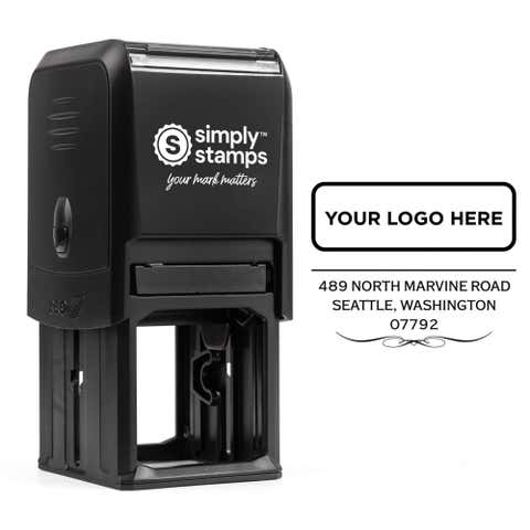 Vintage Logo Address Stamp - Customizable - Self-Inking, Pre-Inked, Wood Handle (1.5" or 2")