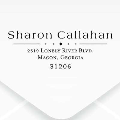 Callahan Diamond Return Address Stamp impression on an envelope