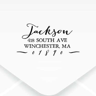 Jackson Return Address Stamp impression on an envelope