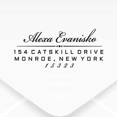 Alexa Return Address Stamp impression on an envelope
