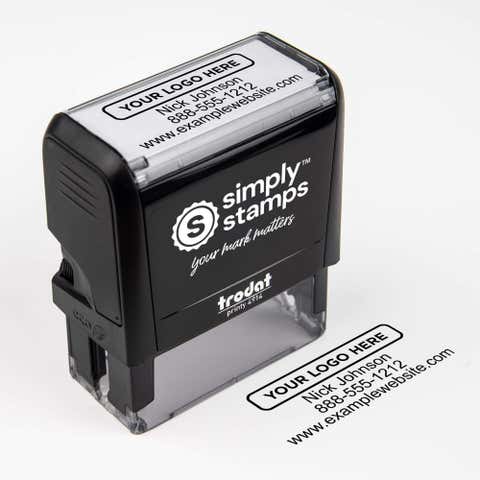 Custom Rectangle Logo Stamp with 3 Lines of Text