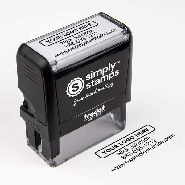 Custom Rectangle Logo Stamp with 3 Lines of Text
