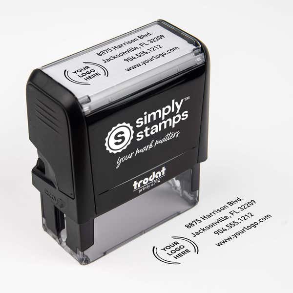 Double Ring Rectangle Logo Stamp