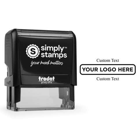 Custom Text Above and Below Rectangle Logo Stamp