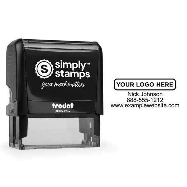 Custom 3 Line Rectangle Self-Inking Logo Stamp
