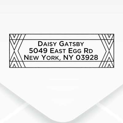 Gatsby Fancy Border Address Stamp impression on an envelope