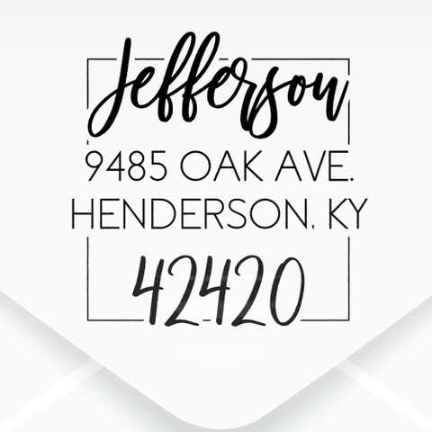 Script Square Border Address Stamp