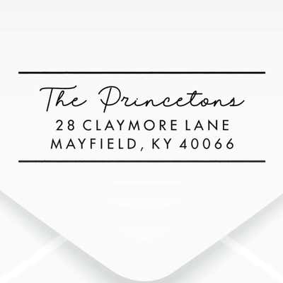 Romantic Modern Address Stamp impression on an envelope