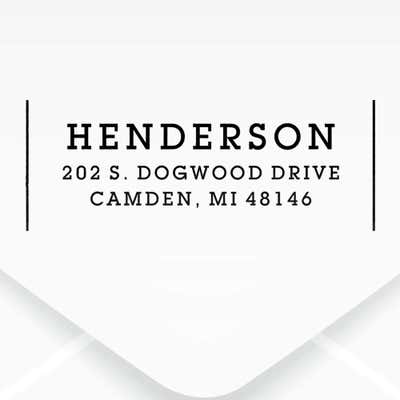 Contemporary Custom Address Stamp impression on an envelope
