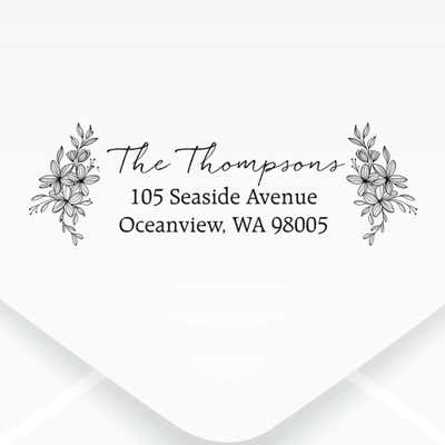 Classic Floral Address Stamp impression on an envelope