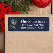 Navy Blue with Gold Leaf Custom Address Labels [Sheet of 30 Labels]