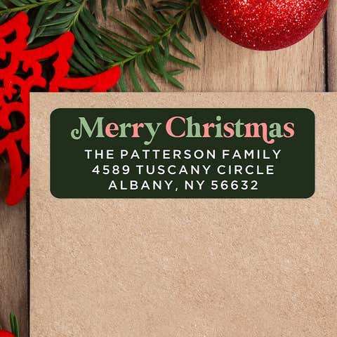 Merry Christmas with Alternate Colors Christmas Custom Address Labels [Sheet of 30 Labels]