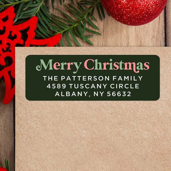 Merry Christmas with Alternate Colors Christmas Custom Address Label