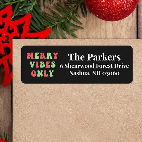 Merry Vibes Only Christmas Custom Address Labels [Sheet of 30 Labels]