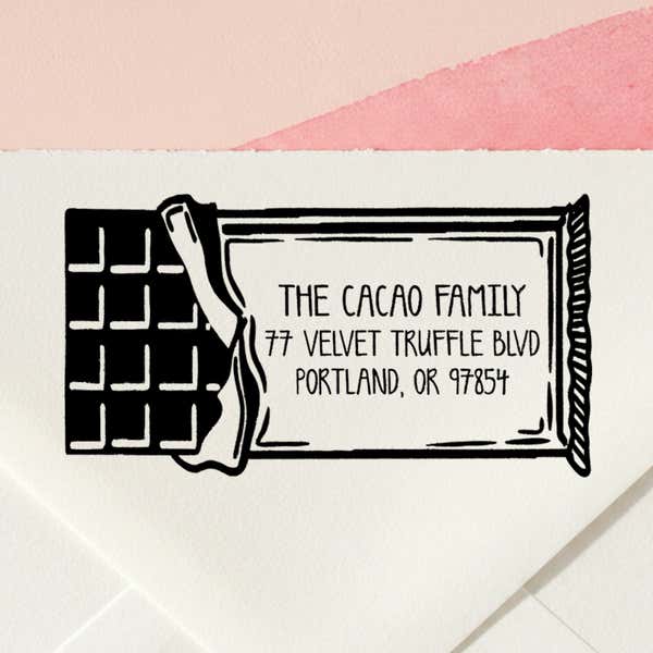 Chocolate Bar Return Address Stamp