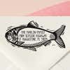 Coastal Fish Return Address Stamp – personalized fish design hand drawn by Salt & Paper