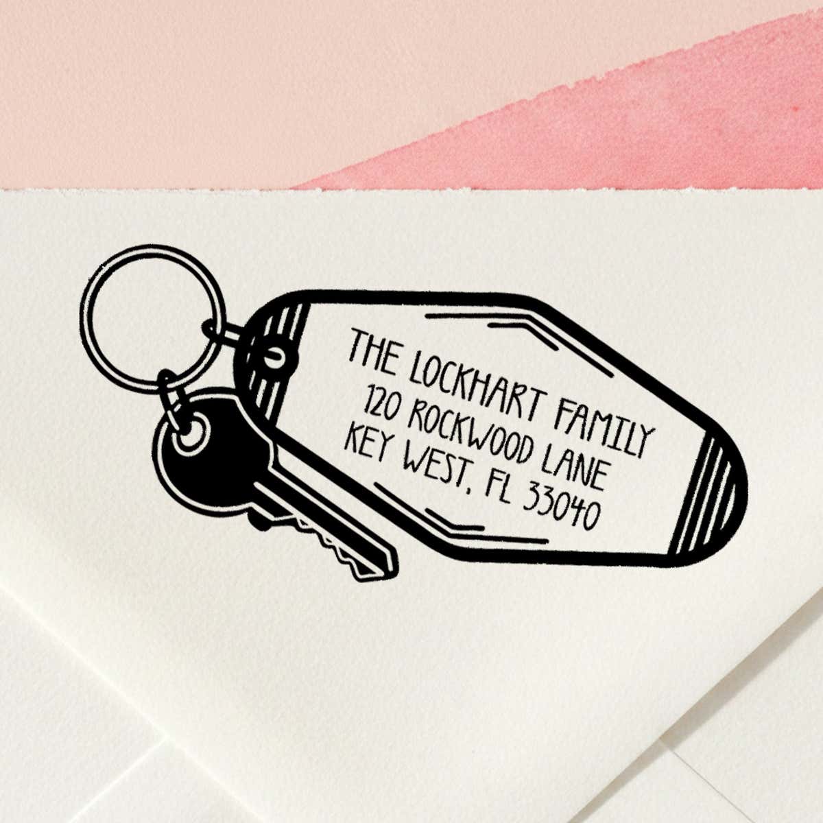 House Key Return Address Stamp – personalized house key design hand drawn by Salt & Paper