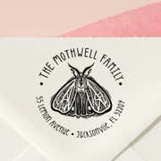 Round Moth Return Address Stamp