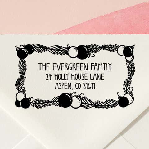 Ornament Garland Return Address Stamp