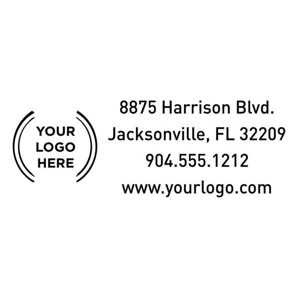 Close-up of the stamped logo impression on a white background