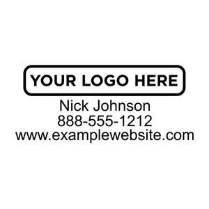 Close-up of the stamped logo impression on a white background