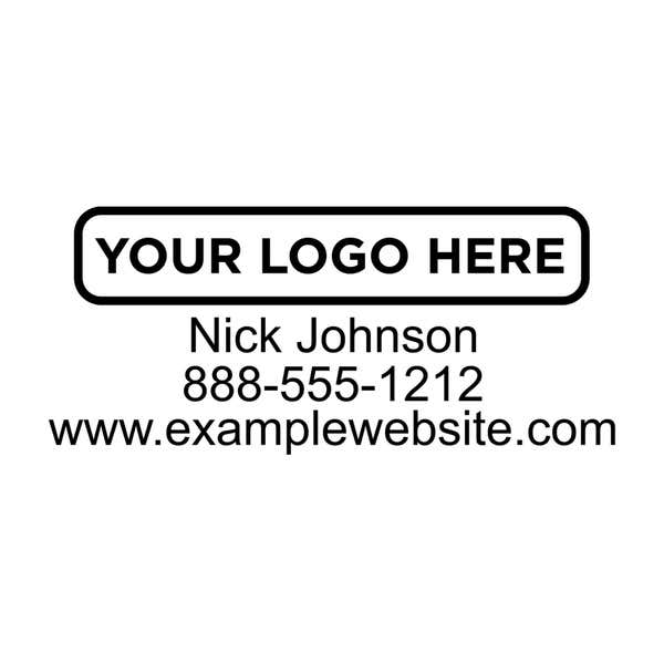 Close-up of the stamped logo impression on a white background
