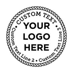 Close-up of the stamped logo impression on a white background