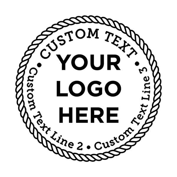 Close-up of the stamped logo impression on a white background