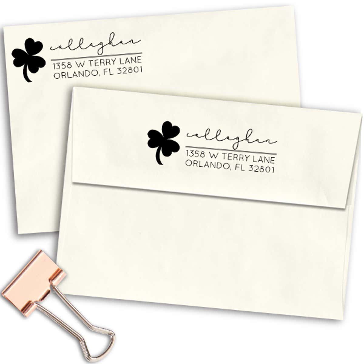 Shamrock Address Stamp Imprint Example