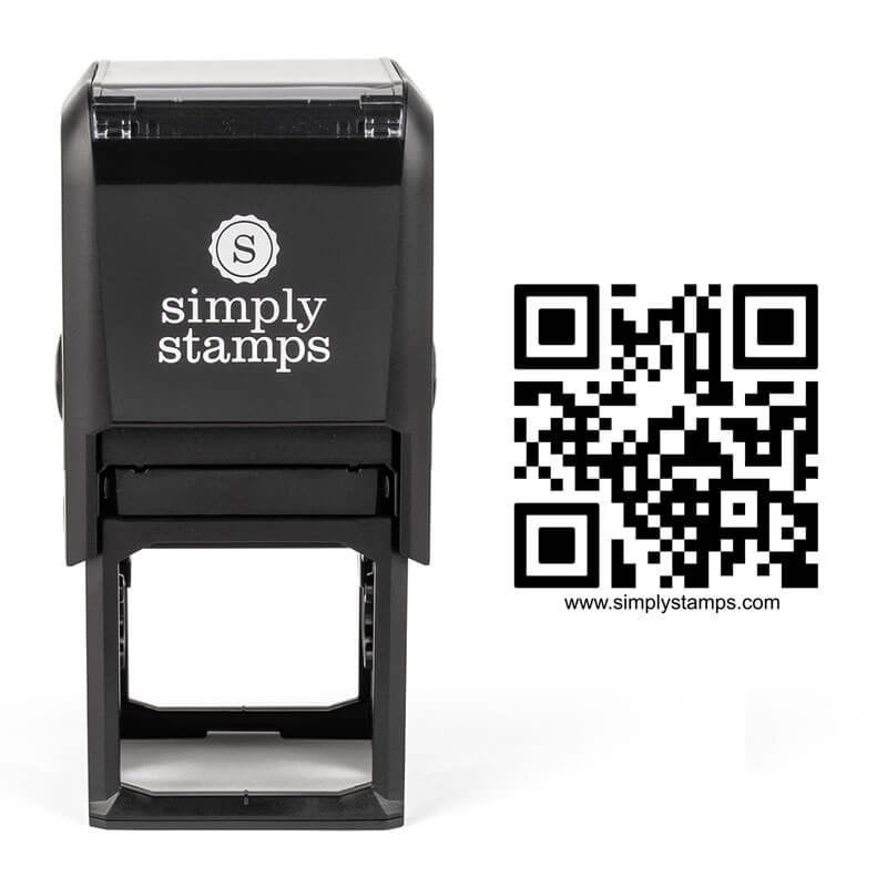 Square QR Code Stamp with black ink sample impression