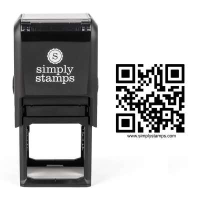 Square QR Code Stamp with black ink sample impression