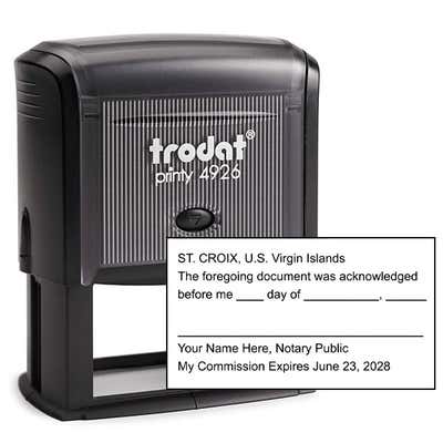 U.S. Virgin Islands Acknowledgement Stamp for Affidavit Notary Public - alternate view