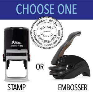 Alaska Notary Round Seal - Choose Stamp or Embosser