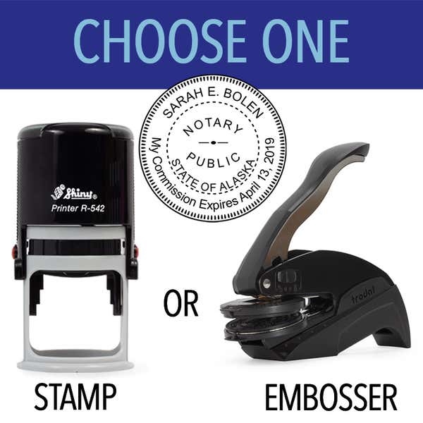 Alaska Notary Round Seal - Choose Stamp or Embosser