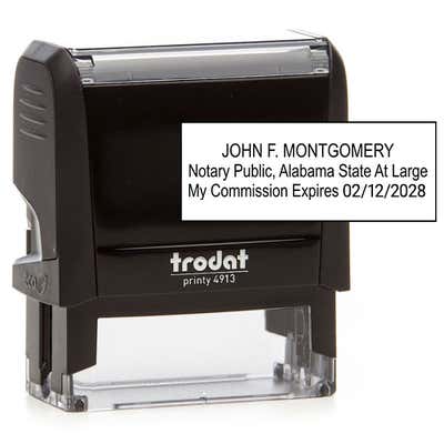 Alabama Notary Rectangle Stamp Impression and Body