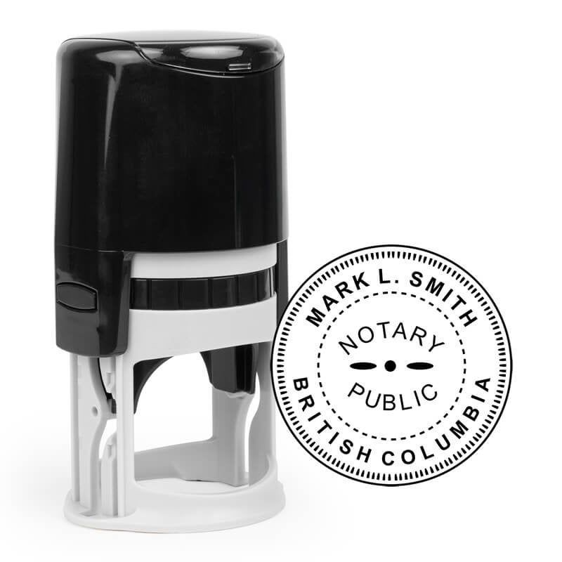 Notary for British Columbia Seal Stamp impression and a self-inking stamp