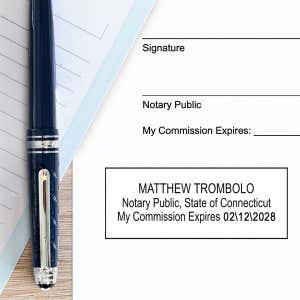 Connecticut Rectangular Notary Seal Impression on White Paper