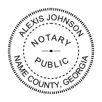 Georgia notary public stamp with circular layout and personalized name. 