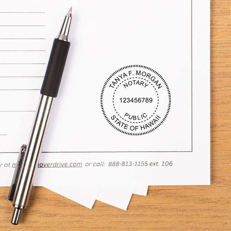 Hawaii Notary Public Seal placed at the bottom of a document