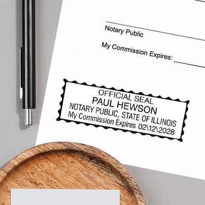 Illinois Notary Rectangular with Serrated Border Seal - alternate view