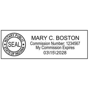 Impression of the Indiana Notary Rectangular stamp