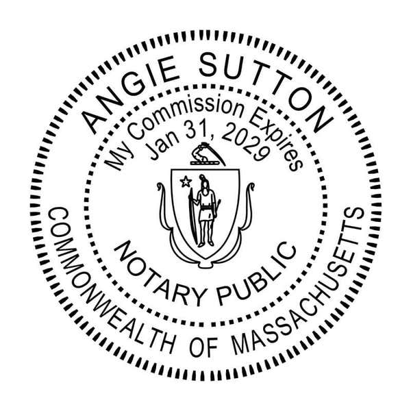 Massachusetts Notary Round Seal - Choose Stamp or Embosser