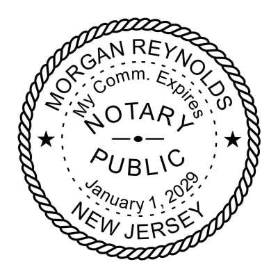 New Jersey Round Notary Seal Impression- Available in stamp or embosser