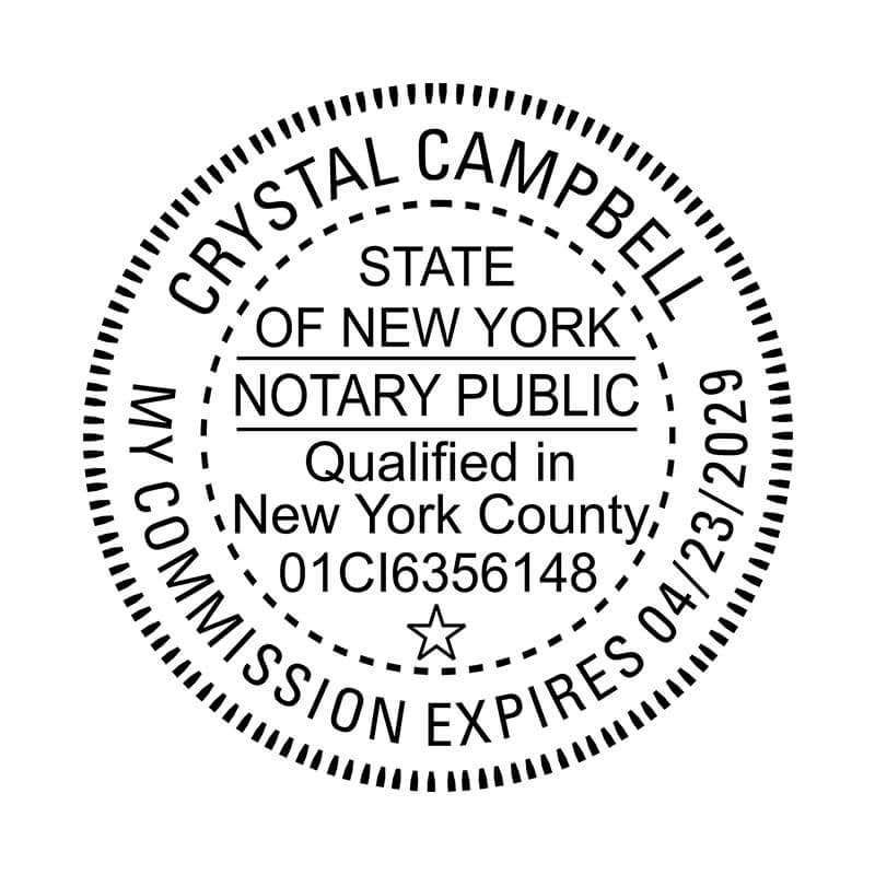 New York Notary Round with County and Expiration Imprint - Available as a stamp or embosser