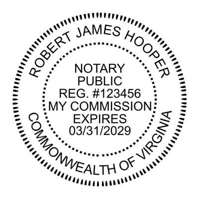 Virginia Round Notary Seal impression in black ink